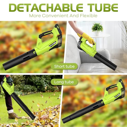 Leaf Blower, Electric Cordless Leaf Blower with 2 Batteries and Charger, 2 Speed Mode, Lightweight Leaf Blowers for Blowing Leaves, Lawn Care, Patio Cleaning and Dust