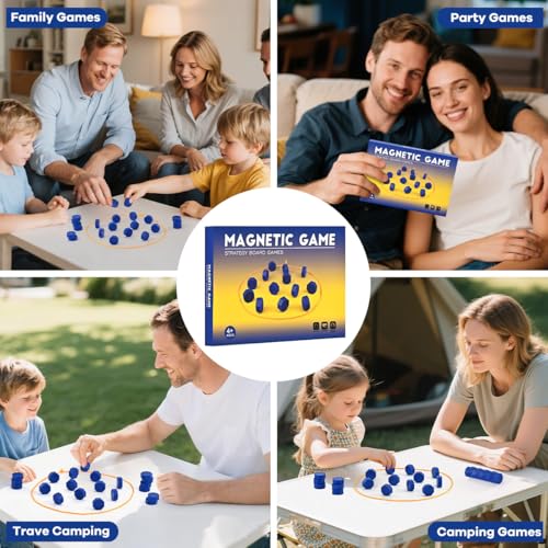 Bameca Magnetic Chess Game with Full-Size Stones, Magnet Game with String, for Family & Party & Travel & Camping, Puzzle Strategy Games, 2 Player Games for Kids & Adults