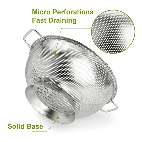 Gulex Colander Stainless Steel 3-Quart, Strainer for Kitchen Food, Dishwasher Safe