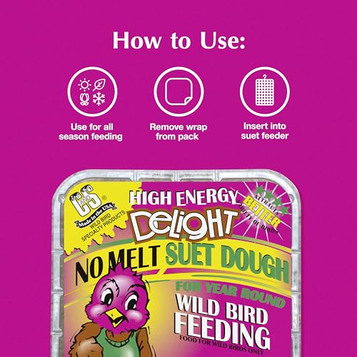C&S High Energy Delight No Melt Suet Dough, Suet Cakes for Wild Birds Including Woodpeckers, Nuthatches, Chickadees and More, Pack of 8