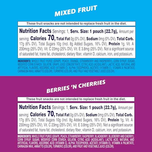 Welch's Fruit Snacks, Mixed Fruit & Berries 'N Cherries Snack Box, Gluten Free, 0.8oz Snack Packs (Pack of 60)
