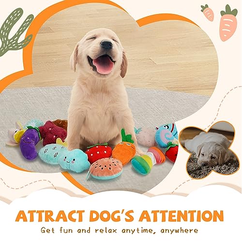 Cheerful 20-Pack Squeaky Dog Toys Set - Included 4 Dog Bags, Plush Puppy Toys with Irresistibly Cute Characters for Small Dogs, Interactive Dog Squeak Toys for Fun&Teeth Cleaning