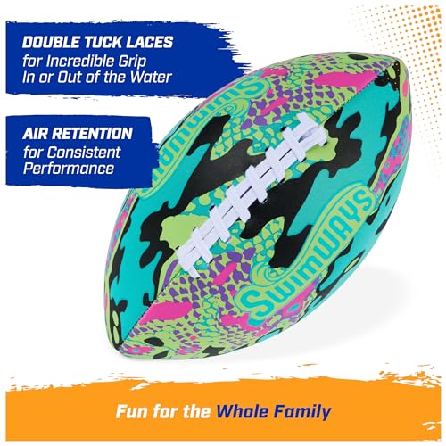 Swimways Hydro Waterproof Football, Outdoor Games for Adults and Kids, Swimming Pool Accessories and Pool Party Games,9.25 Inches, Green