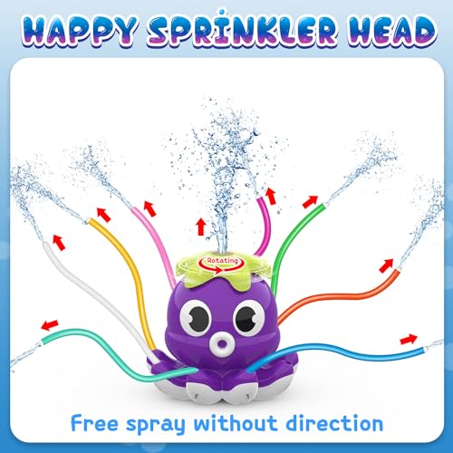 SAMTOP Outdoor Water Spray Sprinkler for Kids and Toddlers, Summer Outside Toys Backyard Games with 8 Wiggle Tubes, Attaches to Garden Hose Splashing Fun Toys for 3 4 5 6 7 8 Year Old Boys Girls Gifts