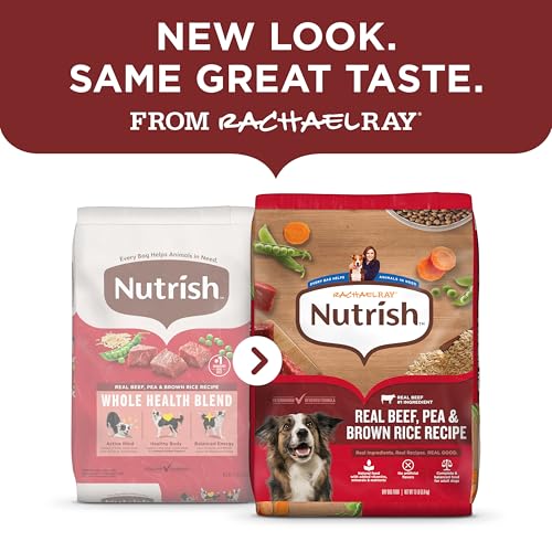 Nutrish Rachael Ray Adult Dry Dog Food Real Beef, Pea & Brown Rice Recipe, 40 lb. Bag (Packaging May Vary)