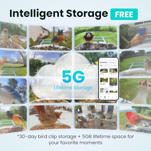 NETVUE by Birdfy Smart Bird Feeder with 2K HD AI Camera Solar Powered, Wireless Wildbird Watching, Live Stream&Color Night Vision, Auto-Capture & Notify, Free Cloud Storage(AI by Subscription)