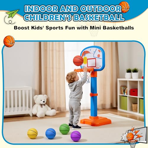 Iyoyo Mini Basketball Set - 5 Pack 6" Small Balls with Pump, Over The Door Mini Hoop Replacements, Toy for Toddlers, Kids, Teenagers, Pool, Indoors, Outdoors
