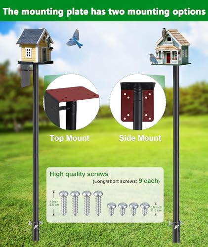 Heavy Duty Bird Feeder Pole - 109 Inch Adjustable 1 Inch Metal Bird House Pole with 14” Deep Auger Base | Outdoor Mount Kit for Bluebird Houses, Hummingbird Feeders, Smart Bird Feeder with Camera