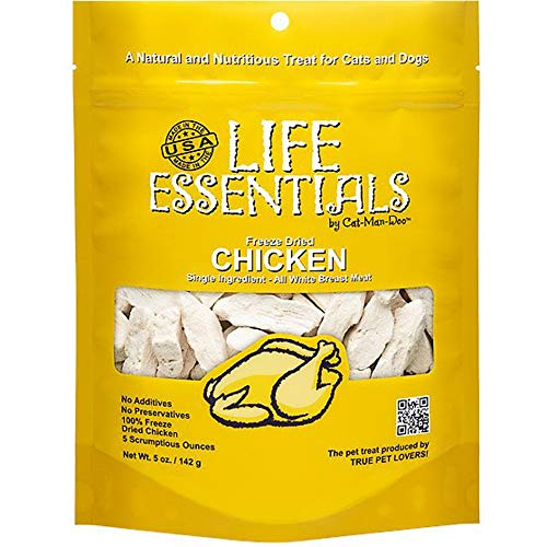Life Essentials by Cat-Man-Doo | Chicken - 5oz. Bag | Freeze Dried Chicken Cat & Dog Treats | Healthy, Single Ingredient, Training Treats, High Protein