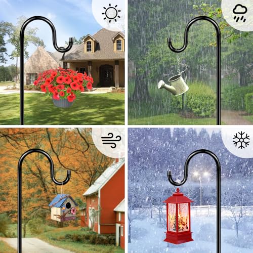 ANIDEER 72" Shepherds Hooks for Outdoor, Heavy Duty Garden Bird Feeder Pole for Hanging Bird Feeder, Plant Baskets, Solar Light Lanterns, Outdoor Plant Hanger Hook with 7 Base Prongs,1 Pack