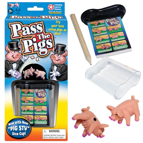 Winning Moves Pass The Pigs Games USA, a Hilarious Pig Dice Game, Family Favorite for Over 40 Years, for 2 or More Players, Ages 7+ (1046)