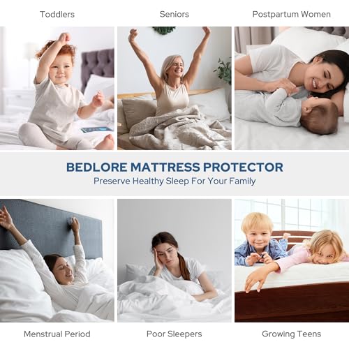 BEDLORE Waterproof Mattress Protector, King Size Mattress Pad with Deep Pocket 6"-18" Depth, Soft Noiseless Dirt-Proof Bed Mattress Cover Washable for Home, Bedroom, Hotel (Gray)