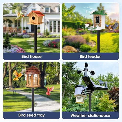 Smart Bird Feeder Pole Stand, 79 Inch Heavy Duty Bird House Pole for Outdoors Adjustable Mounting Pole for Smart Bird Feeder with 1 Inch Dia Bird Feeder Post Weather Station, Black
