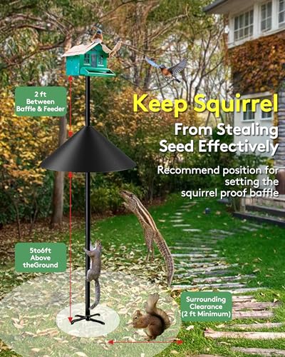 19 Inch Metal Squirrel Baffle for Bird Feeder Pole, Outdoor Squirrel Proof Bird Feeders, Bird House Guard for Shepherd’s Hook, Rust Chew Proof Heavy Duty