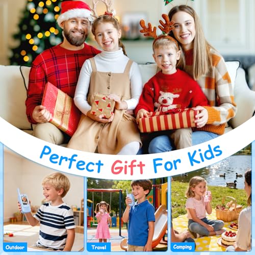 Video Walkie Talkies for Kids, 2 Pack Rechargeable Walkie Talkies with Screen and 4 Voice Changer, Christmas Birthday Gifts for Boys and Girls Ages 3-12, Indoor Outdoor Toys for Family Games, Camping