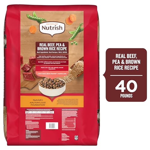 Nutrish Rachael Ray Adult Dry Dog Food Real Beef, Pea & Brown Rice Recipe, 40 lb. Bag (Packaging May Vary)