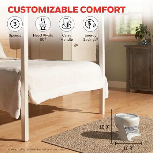 Honeywell TurboForce Air Circulator, Small Tabletop Fan, Quiet Personal Fan for Home or Office, 3 Speeds, 90 Degree Pivoting Head, White, HT-904