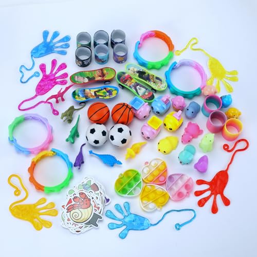 Totbit 102 Pcs Party Favors Toys for Kids 4-8 8-12 3-5, Treasure Chest Box Toys Classroom Carnival Prizes Small Bulk Pop Fidget Toys Pack Pinata Stuffers Birthday Gifts Goodie Goody Candy Bags Fillers