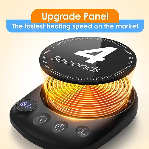 Coffee Mug Warmer - Fastest Heating & Highest Temperature, Coffee Cup Warmer for Desk Auto Shut Off, 4 Temp Settings & 1-12H Timer, Smart Electric Beverage Warmer for Coffee, Tea (Black)