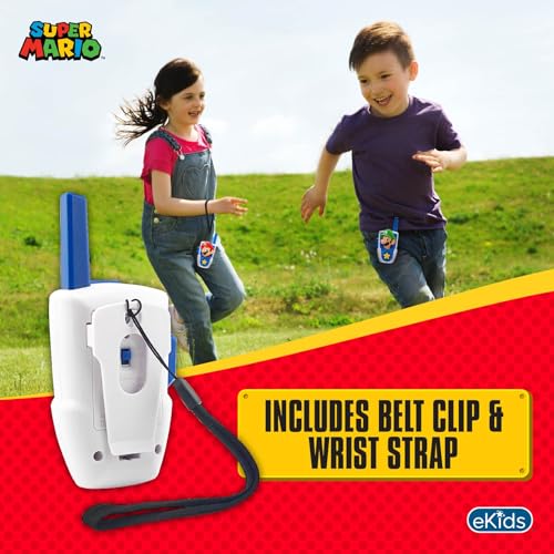 Super Mario Walkie Talkies for Kids, Static Free and Extended Range Indoor and Outdoor Toys for Fans of Mario Toys