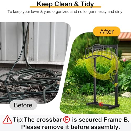 Garden Hose Holder -Upgraded Hose Holder Holds 100-feet Hose,Freestanding Heavy Duty Hose Hanger,Sturdy Hose Stand for Lawn & Yard,Black