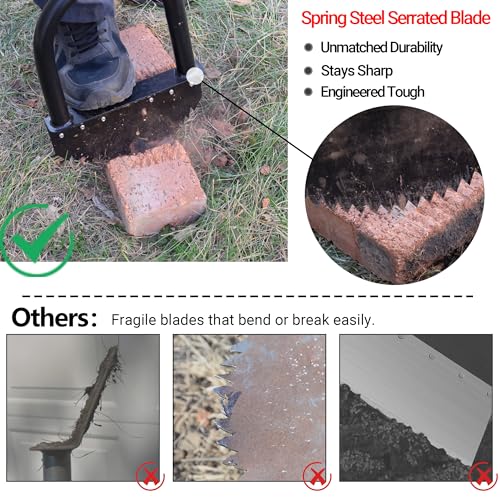 Edger Lawn Tool 41in Border Edger with Tempered Spring Steel Blade Long Rubber Handle Wide Footplate Rustproof Manganese Steel Half Moon Edger for Garden Maintenance