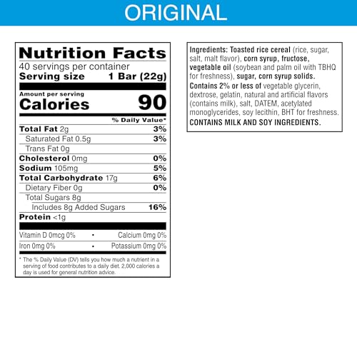 Rice Krispies Treats Crispy Marshmallow Squares, Kids Snacks, Snack Bars, Original, 31.2oz Box (40 Bars)