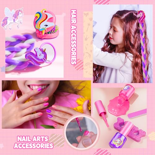 Beayuck Kids Makeup Kit for Girls - Girls Makeup Kit Toys, Real Washable Cosmetic Set with Storage Case, Kids Play Makeup Set for Christmas Birthday Gift 3 4 5 6 8 10 11 12+ Years Old, Pink