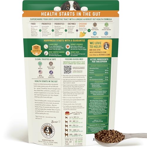 Perfect Poop Digestion & General Health Supplement for Dogs: Fiber, Prebiotics, Probiotics & Enzymes Relieve Digestive Conditions, Optimize Stool, and Improve Health (Cheddar Cheese, 12.8 oz)