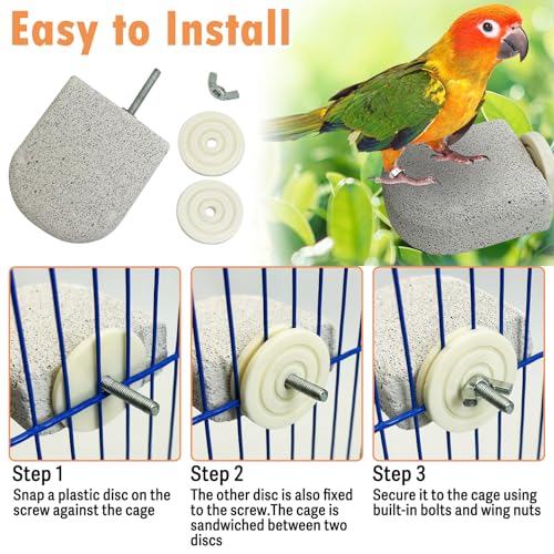 PINVNBY 4 PCS Bird Perch Stands Parrot Calcium Perch Beak Grinding Stone Foot Claws Trimmer Parakeet Platform Parrot Chewing Toys for Small Medium Cockatiel Conure Lovebird Finch