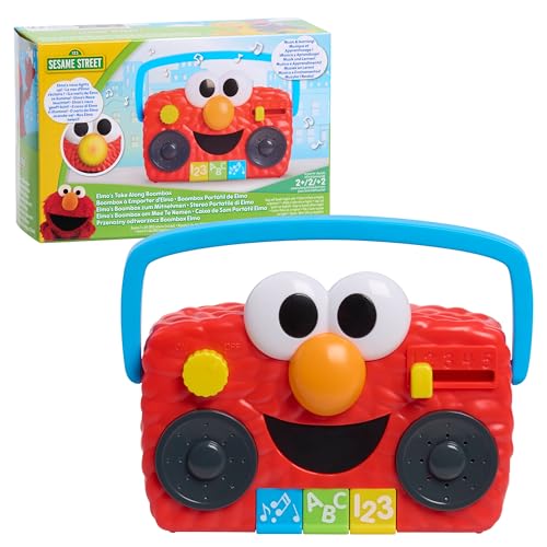 Sesame Street Elmo Take Along Boombox with Lights & Sounds, 5.5-inch Interactive Toy, Learning and Education, Kids Toys for Ages 2 Up by Just Play