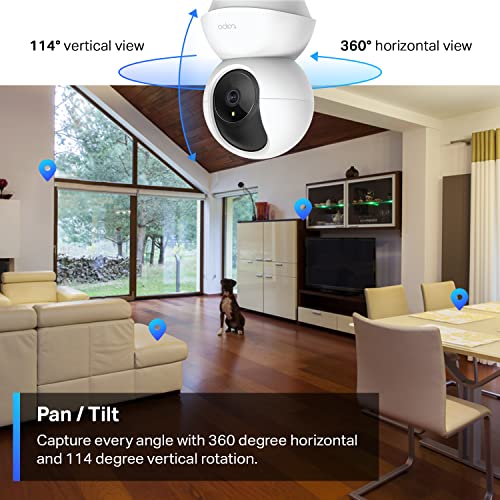 Tapo TP-Link 2K Pan Tilt Security Camera for Baby Monitor, Dog Camera w/Motion Detection, 2-Way Audio Siren, Night Vision, Cloud &SD Card Storage (Up to 256 GB), Works with Alexa & Google Home (C210)