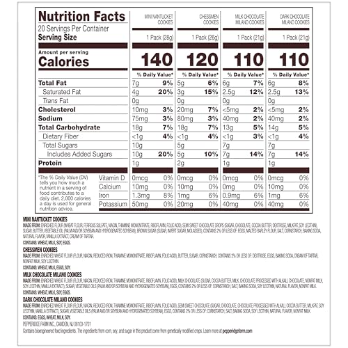 Pepperidge Farm Cookies Variety Pack, Snack Packs, 20 Pk
