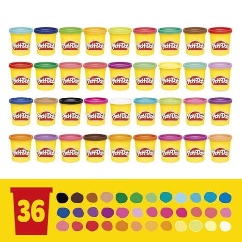 Play-Doh Modeling Compound 36-Pack Case of Colors, Non-Toxic, 3 Oz Cans of Assort. Colors, Back to School Classroom Supplies, Preschool Toys, Ages 2+ ( Exclusive)