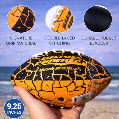 Wave Runner Water Football for Pool and Beach | Waterproof Football for Outdoor Games for Adults, Teens, and Kids - Lightweight Pool Toys, Easy Wet Grip, Outdoor Summer Toy