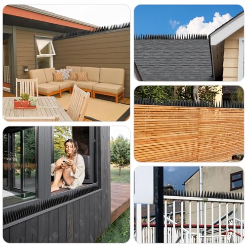BORHOOD Bird Spikes, 20 Pack Pigeon Deterrent for Small Birds Raccoon Cats Defender for Outside to Keep Squirrel Away, Plastic Fence Spike for Railing and Roof-Black