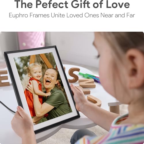 Euphro 10.1'' Digital Picture Frame with 32GB Storage, Digital Photo Frame with 1280x800 IPS Touch Screen, Share Photos/Videos and Send Best Wishes via Free App