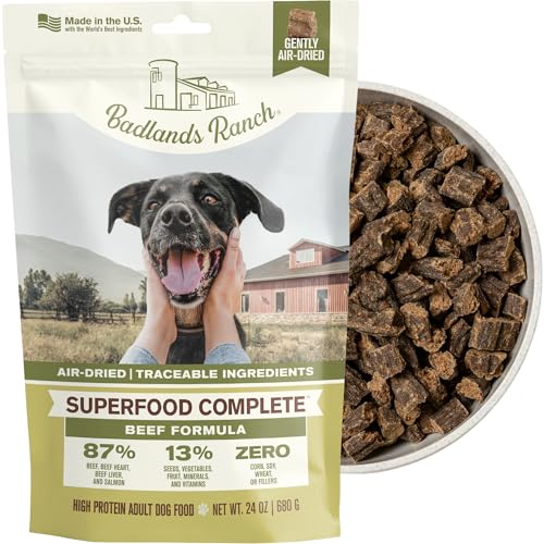 BADLANDS RANCH by Katherine Heigl – Superfood Complete Air-Dried Beef Dog Food – High Protein with Superfoods for Daily Wellness & Consistent Nutrition – 24 oz