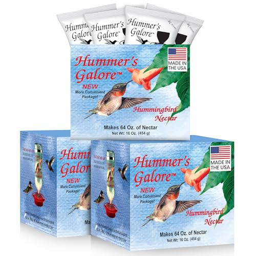 Hummer's Galore Hummingbird Food, Ready-to-Mix Hummingbird Nectar, All-Natural Nectar Collector Formula, No Preservatives or Dyes, Makes 192 oz (Pack of 3)