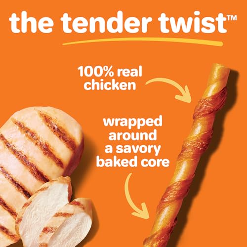 Hartz Oinkies Tender Twists Rawhide‑Free Dog Chews with Real Chicken Breast, Highly Digestible, Long‑Lasting Treats, 36 Count
