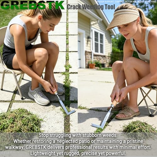 GREBSTK Crack Weeder Crevice Weeding Tool Stainless Steel Manual Weeder Beech Handle Gardening Tool