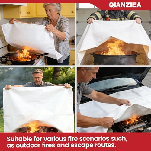 Fire Blanket,2 Pack,40"x40" Fire Blankets Emergency for Home and Kitchen