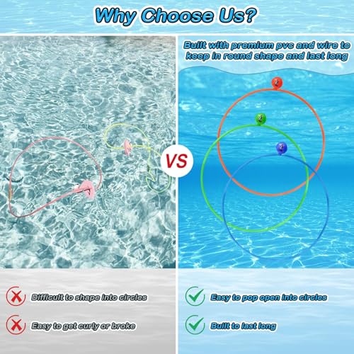 Jasonwell Pool Toys Diving Rings - 28PCS Swim Thru Rings Pool Game Diving Toys with Dive Ring Underwater Treasures Torpedo Bandits Fish Toy Fun Water Swimming Toy for Boys Girls Kids Teens Adults