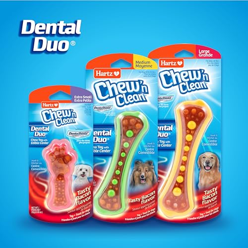 Hartz Chew 'n Clean Dental Duo Dog Treat & Chew Toy, Color Varies, Extra Small, 6 Count