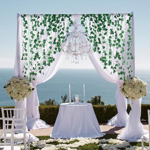Freyalife Fake Vines for Room Decor(12 Pack 84 Feet) Aesthetic Artificial Plant Ivy Leaves Hanging Greenery Garlands for Home Bedroom Wall Wedding Christmas Party Office Patio Outdoor Garden Décor