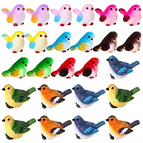 Unittype 25 Pcs Miniature Bird Figurines Animal Figurines Tiny Mini Resin Birds Statues Animal Garden Model for Micro Landscape Home Terrarium Christmas Crafts Decorations