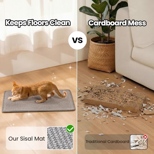 Conlun Cat Scratcher Mat,Natural Sisal Cat Scratch Pad,Horizontal Floor Cat Scratching Pads Rug for Indoor Cats Grinding Claws Nails,Cat Furniture Protector for Couch & Carpets & Sofas
