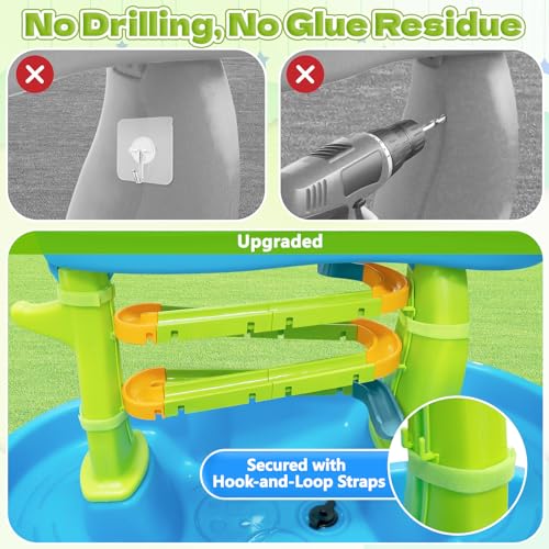 Water Slide Toys for Step2 Rain Showers Water Table Accessories, Quick-Install Summer Outdoor Water Play Table Toys Track Building Set with 6 Duck-Face Rolling Balls for Toddlers Kids Ages 3+