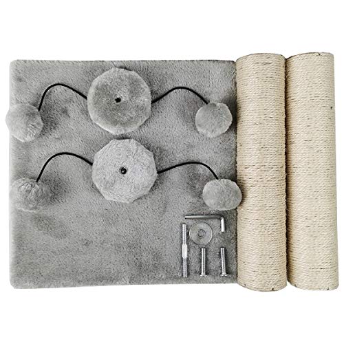 Dimaka 29'' Cat Scratching Post, Natural Sisal Rope Scratcher Post, Kitten Claw Scratch with 4 DanglingToy Balls for Large Cats (Grey)