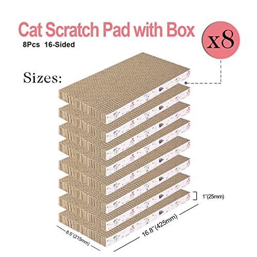 8 Packs in 1 Cat Scratch Pad, Cat Scratcher Cardboard,Reversible,Durable Recyclable Cardboard, Premium Scratch, Suitable for Cats to Rest, Grind Claws and Play